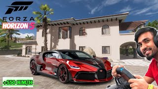 DRIVING BUGATTI WITH REAL STEERING WHEEL  TECHNO GAMERZ  FORZA HORIZON 5 [upl. by Ris]