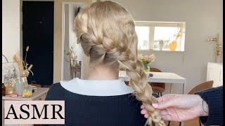 ASMR  KATNISS BRAID 🤎 Braided hairstyle hair play braid scratching hair styling no talking [upl. by Burnard]