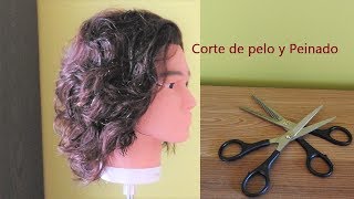 Corte de pelo Hombre con tijeras medio largo para cabello ondulado o rizado [upl. by Enilegna]