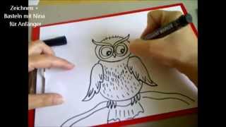 Eule zeichnen Zeichnen lernen für Kinder How To Draw An Owl for Kids [upl. by Lletnuahs]