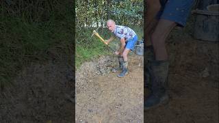 Widening a woodland channel landscaping digging permaculture gardening motivation ponds mud [upl. by Nyllewell]