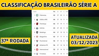 TABELA DO BRASILEIRÃO 2023 HOJE  CLASSIFICAÇÃO DO BRASILEIRÃO 2023  RODADA 37 [upl. by Tiphany403]