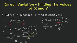 Direct Variation – Finding the Values of X and Y [upl. by Aneg]