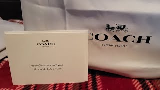 Coach Unboxing●Christmas Bag from Hubster 🎁🎄⛄️🥰 coach handbags [upl. by Enaywd]