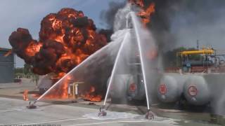 ExplosionProof Fire Fighting Robot Field Test September 2016 [upl. by Illona]