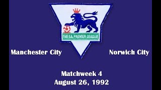 FA Premier League Season 19921993 Matchweek 4 Manchester City  Norwich City  31 Highlights [upl. by Palma839]