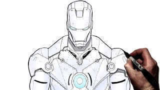 How To Draw Iron Man MK2  Step By Step  Marvel [upl. by Amikan]