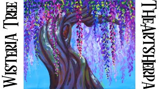 Wisteria Ancient tree Step by step Acrylic Tutorial beginners  TheArtSherpa [upl. by Ralyt404]