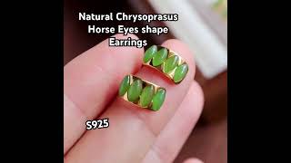 Horse eye shape natural Chrysoprasus earrings music natural chrysoprase fyp green christmas [upl. by Tom]