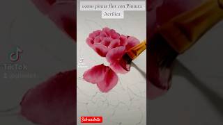 Como pintar Flor con Pintura Acrilica arte art pintura dibujo flor pintura short onestroke [upl. by Nyrol]