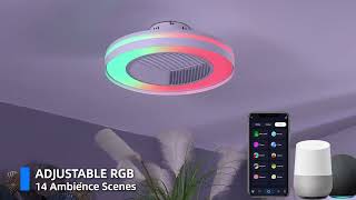 Quick Installation amp Showcase of 20quot Bladeless Ceiling Fans with AlexaGoogle AssistantAPP Control [upl. by Otsuaf]