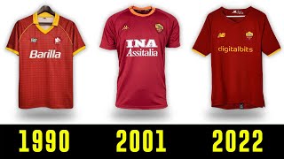 The Evolution of AS Roma Jersey 1979  2022  AS Roma Kits History [upl. by Augy]