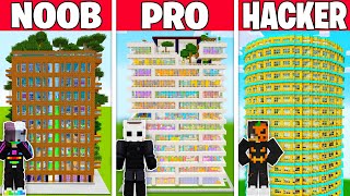 NOOB vs PRO vs HACKER EN UZUN APARTMAN YAPI KAPIŞMASI  Minecraft [upl. by Nadnerb]