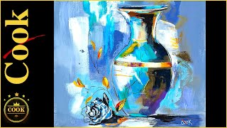 How to Paint Egyptian Porcelain Vase and Black Rose Acrylic Tutorial with Ginger Cook [upl. by Uhthna169]