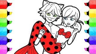 Miraculous Ladybug Coloring Pages Mermaid  How to Draw and Color Ladybug Sereia Mermaid Cat Noir [upl. by Montano]