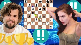 Ridiculous chess game 251 Magnus Carlsen vs Alexandra Botez [upl. by Yrallam]