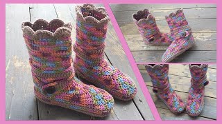 Tutoriel crochetPantouflesBottesTROISIÈME PARTIE [upl. by Notlim261]