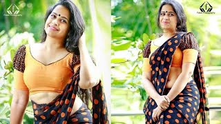 Malayalam Serial Actress Sadhika Venugopal Latest Hot Photoshoot Saree Navel biography [upl. by Aicenav]