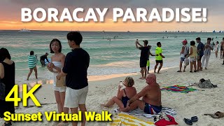 🇵🇭 4K  BORACAY Virtual Tour during Sunset  Beach Walking in Boracay Island Philippines [upl. by Trescott]