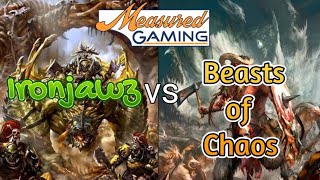 333 Ironjawz vs Beasts of Chaos  2000 point age of sigmar battle report [upl. by Nomi]