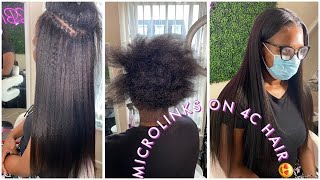 THE BEST MICROLINKS ON NATURAL 4C HAIR  Kinky Straight Itips Hair amp Install  Styled By Nickitta [upl. by Naiditch]