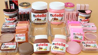 Mixing”Pink Nutella VS Choco Nutella” Eyeshadow and Makeup Into SlimeSatisfying Slime Video★ASMR★ [upl. by Greg]