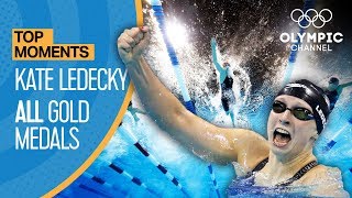 Katie Ledecky  ALL Gold Medal Races  Top Moments [upl. by Eliason600]