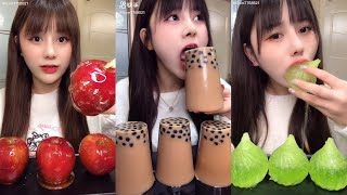 ASMR MOST POPULAR FOODS  Tanghulu apple Boba jelly İce  Eating chewy sounds MUKBANG [upl. by Llevaj]