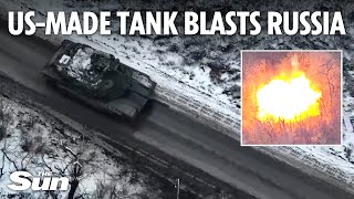 USmade £8m M1 Abrams tank seen blasting Russians on Ukraine frontline for first time [upl. by Mcclain]