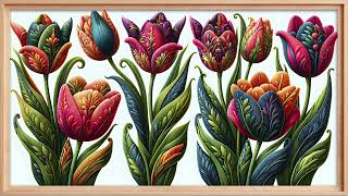 Embroidered Tulips Frame TV Art frametv tvart frametvart tulip embroidery flowertv tulipart [upl. by Aber807]