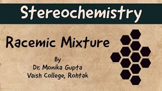 Stereochemistry Racemic Mixture amp Racemisation By Dr Monika Gupta [upl. by Aric]