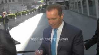 Arnold Schwarzenegger  Signing Autographs at quotFox amp Friendsquot in NYC [upl. by Ruenhcs]