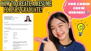 HOW TO CREATE A RESUME FOR SHS GRAD IN APPLYING FOR A CABIN CREW POSITION By Daisy Alcala [upl. by Andie]