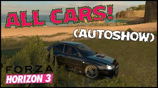 Forza Horizon 3  All Cars FH3 Car List  Pictures From Autoshow [upl. by Ruosnam]