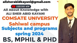 COMSATS UNIVERSITY SAHIWAL Campus Admission Spring 2024 and important datessahiwal comsats hec [upl. by Lessur]