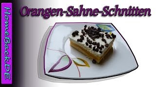 OrangenPuddingSchnitten Rezept  Blechkuchen  Backanleitung von HomeBackDE [upl. by Electra174]