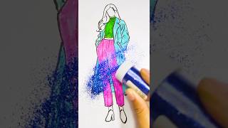 glitterdress satisfying coloring shortvideo cartoon cute colorfulcreativekids shortsfeed [upl. by Ultima529]