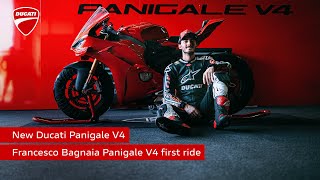 Francesco Bagnaia  New Panigale V4  First Ride [upl. by Haskins]