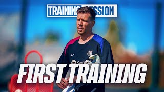 WOJCIECH SZCZESNYs FIRST TRAINING for FC BARCELONA 🔵🔴 [upl. by Levitt]