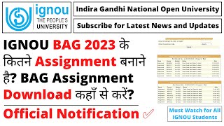 IGNOU BAG 202324 के कितने Assignment बनाने है  BAG Assignment Download कहाँ से करें [upl. by Behn]