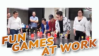 5 FUN PARTY GAMES AT WORK • Part 5 🎲  Minute To Win It Style [upl. by Yirinec]