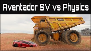 Forza Horizon 3  Lamborghini Aventador SV vs Train Tram amp GIANT Dump Truck [upl. by Cung215]