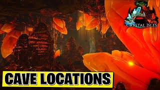 Ark Crystal Isles  All Cave Locations official DLC map [upl. by Otto]