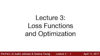 Lecture 3  Loss Functions and Optimization [upl. by Lecram]