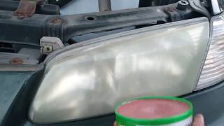 DIY headlight cleaning with rubbing compound easy and low cost [upl. by Marler672]