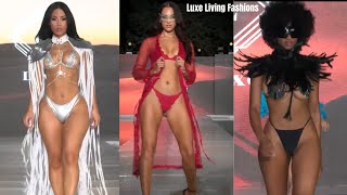 Beautiful Swimwear Models On The Runway  LUXE LIVING FASHIONS  Miami Swim Week 2024  4K Vertical [upl. by Suzanna]