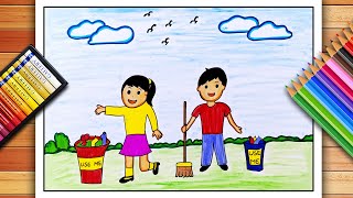 Swachh Bharat Abhiyan Drawing  Cleanliness Drawing  Cleanliness Poster  Swachh Bharat Abhiyan [upl. by Enimzaj]