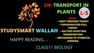 Transport in plants CohesionAdhesion Transpiration Pull theory  root pressure theory [upl. by Nalak]