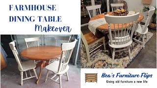 Farmhouse dining table makeover  How to upcycle a dining set [upl. by Regni858]