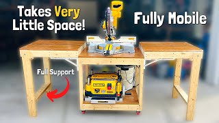 How to Build a DIY Mobile Miter Saw Station  With Dust Collection and T Tracks [upl. by Dickson925]